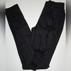 Fashion Nova Black Distressed Skinny Jeans Juniors Ripped Stretch Denim Pants 5